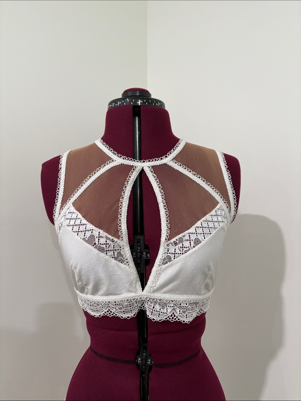 For Love And Lemons White High-Neck Lace Bralette NWT
